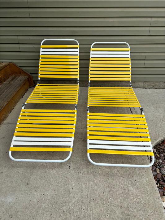 Yellow Strapped Folding Lounge Chairs