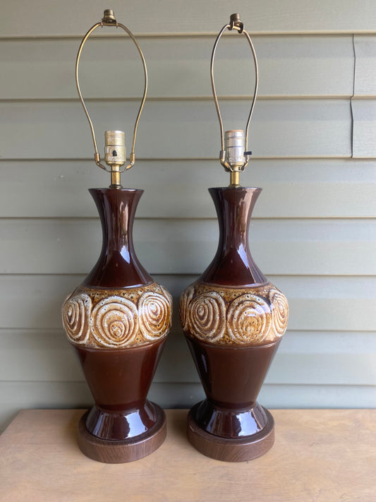 Pair of Vintage Pottery Lamps